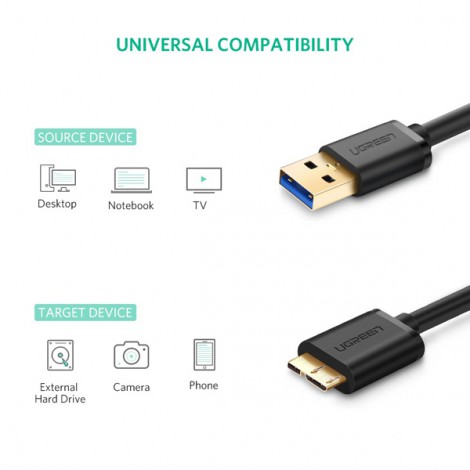 Cáp USB 3.0 sang Micro USB dài 1m cho ổ cứng di động Ugreen 10841