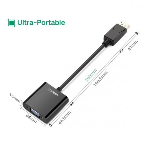 Cáp chuyển Displayport to VGA cao cấp dài 15cm Ugreen 20415