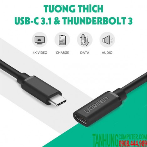 Cable USB Type-c nối dài Ugreen 40574 0.5M