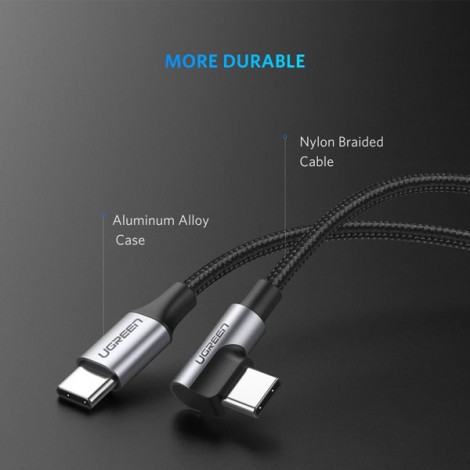 Cable USB Type C To Type C Bẻ Góc 90 Độ Ugreen 50125 Dài 2M