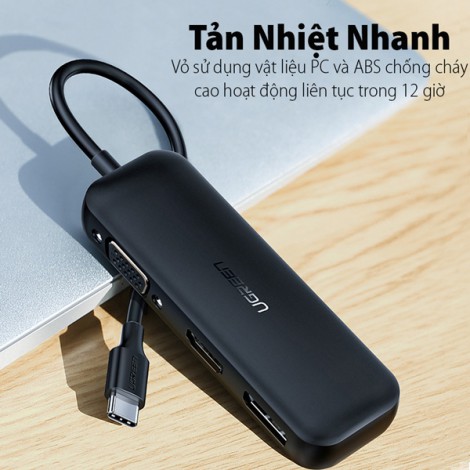 HUB USB-C 3 in 1 Ugreen 60568 DisplayPort 4K@60Hz, HDMI 4K@60Hz + VGA Dual