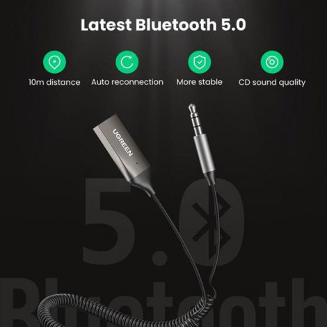 Bluetooth 5.0 Music Receiver Ugreen 70601 hỗ trợ Mic dùng trên Ôtô