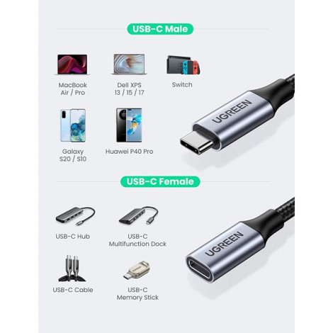 Cáp USB Type C 3.1 Gen 2 nối dài 0.5m Ugreen 80810 