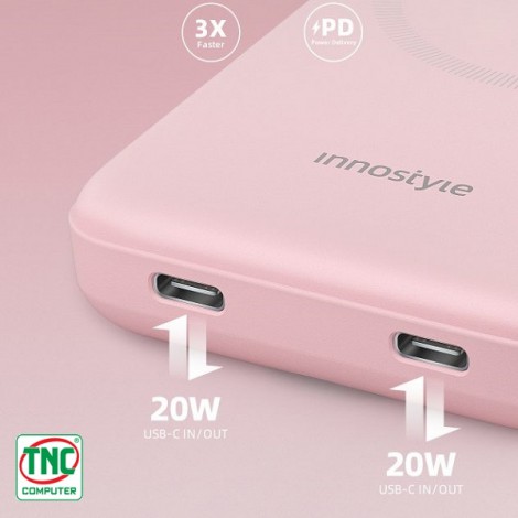 Sạc dự phòng Innostyle Magsafe Powermag Duo 2-in-1 10000mAh IW202BP (Pink)