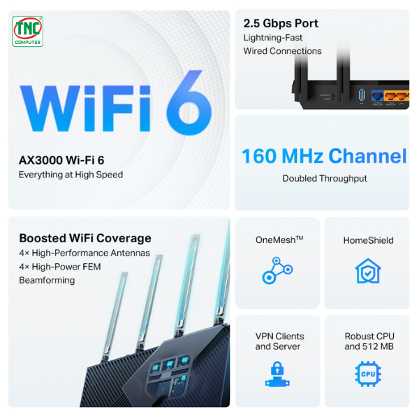 Bộ Phát Wifi TP-Link AX55 Pro có tốc độ truyền dữ liệu vượt trội Bộ Phát Wifi TP-Link AX55 Pro có tốc độ truyền dữ liệu vượt trội