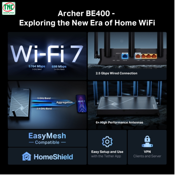 Bộ Phát Archer TP-Link BE400 có tốc độ truyền dữ liệu vượt trội Bộ Phát Archer TP-Link BE400 có tốc độ truyền dữ liệu vượt trội