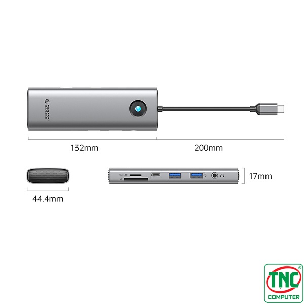 Hub USB Type-C đa năng 9 trong 1 Orico PW11-9P25R-GY Hub USB Type-C đa năng 9 trong 1 Orico PW11-9P25R-GY