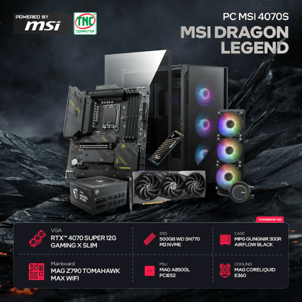 Máy bộ TNC x MSI DRAGON LEGEND I9R32S500V4070S có hiệu suất vượt trội Máy bộ TNC x MSI DRAGON LEGEND I9R32S500V4070S có hiệu suất vượt trội