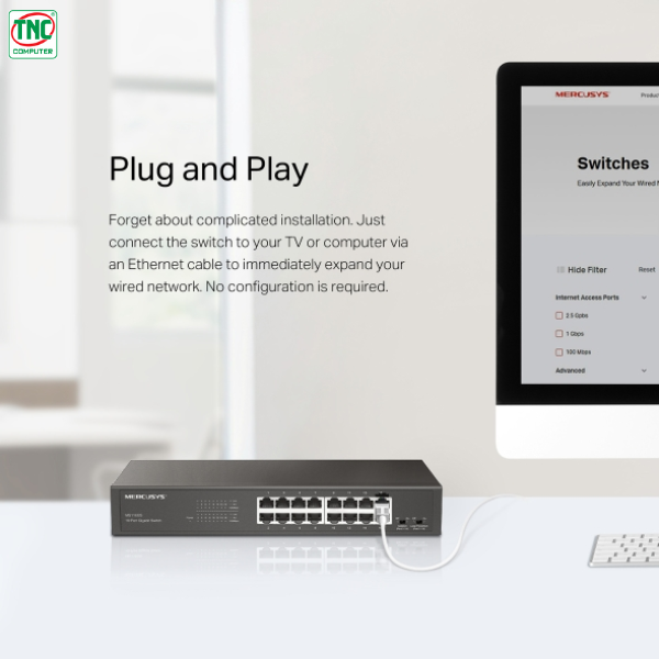 Switch Mercusys MS116GS được thiết kế hiện đại Switch Mercusys MS116GS được thiết kế hiện đại