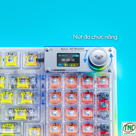 Bàn phím Gaming cơ không dây AULA F98 PRO 3 Mode màu Trắng trong suốt