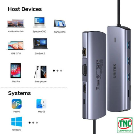 Bộ chuyển đổi đa năng USB-C 9 trong 1 Unitek D1113A