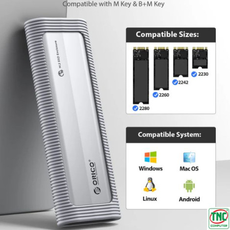 Hộp đựng ổ cứng SSD ORICO M.2 NVME TypeC AXM2-G2-GY-BP