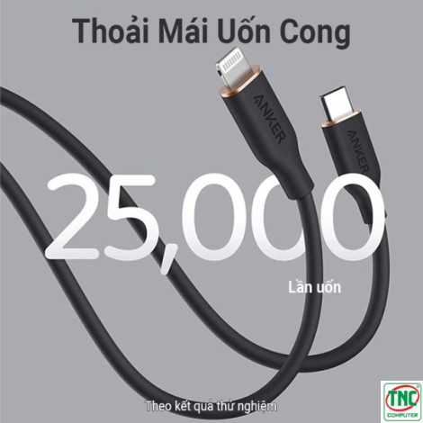 Cáp sạc Anker PowerLine III Type-C sang Lightning dài 1.8m FLOW Đen (Black) B2B_A8663H11