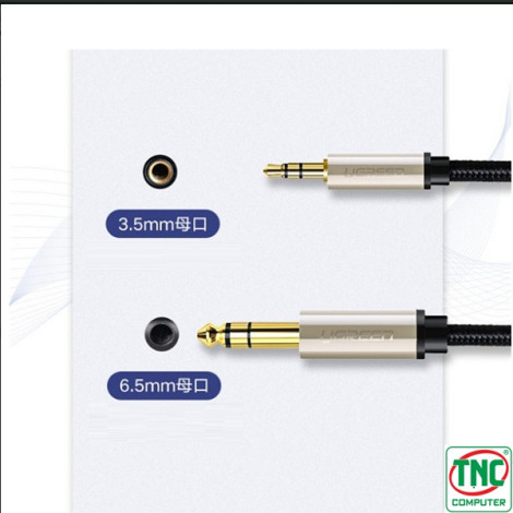 Cáp Audio 3.5mm sang 6.5mm bọc Dù dài 2m Ugreen 40804