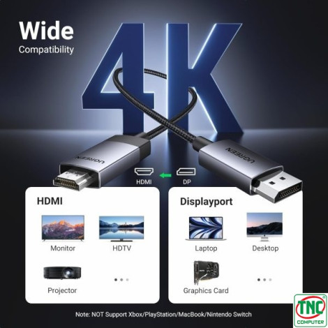 Cáp chuyển đổi Displayport to HDMI dài 1m Ugreen 15773