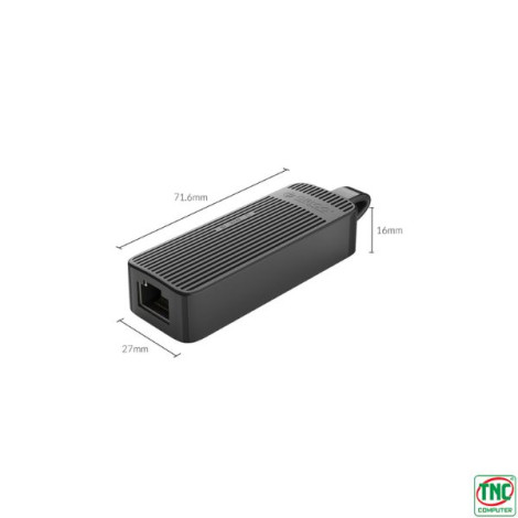 Cáp chuyển đổi USB 3.0 sang LAN RJ45, 1Gbps, Đen, ORICO UTK-U3-BK