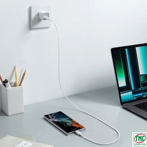 Cáp sạc Anker 322 Type-C sang Type-C dài 1.8m Nylon màu Trắng B2B_A81F6H21