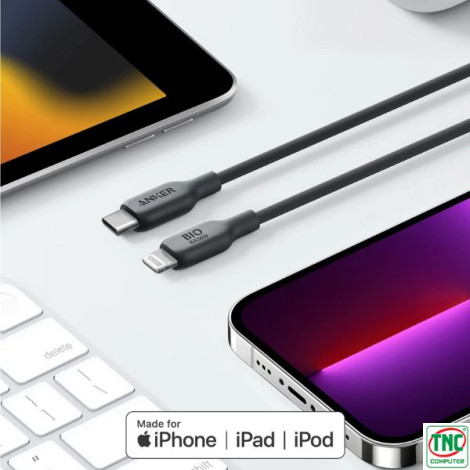 Cáp sạc Anker 541 Type-C sang Lightning dài 1.8m TPE Bio-Based Đen (Black) B2B_A80A2N11
