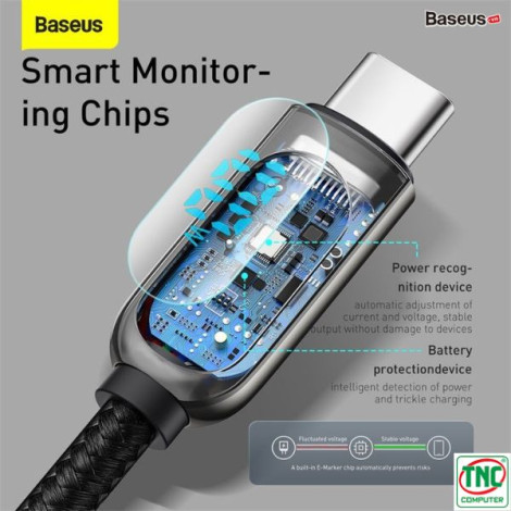 Cáp sạc nhanh Baseus Display Type-C to Type-C 100W dài 2m CATSK-C01 màu Đen
