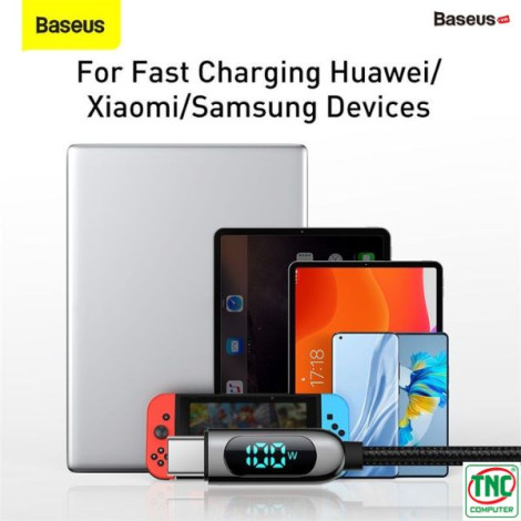 Cáp sạc nhanh Baseus Display Type-C to Type-C 100W dài 2m CATSK-C01 màu Đen