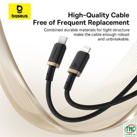 Cáp sạc nhanh Baseus Dura Type-C to Lightning 20W dài 1m Gold + Black LVE094-CL-1GL