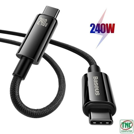 Cáp sạc nhanh Baseus Tungsten Type-C to Type-C 240W dài 3m CAWJ040201 Đen