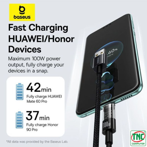 Cáp sạc nhanh Baseus Gem USB-C 100W dài 1m P10373002111-00 Cluster Black