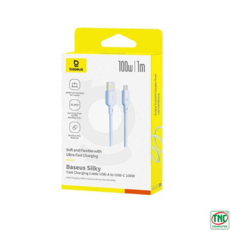 Cáp sạc nhanh OS-Baseus Silky USB to Type-C 100W dài 1m Blue P10377703313-00