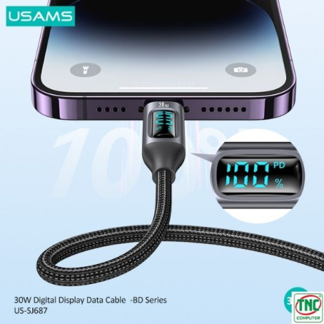 Cáp sạc nhanh USAMS Type-C To Lightning 30W dài 1.2m SJ687USB01