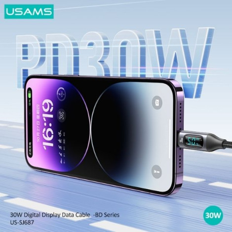 Cáp sạc nhanh USAMS Type-C To Lightning 30W dài 1.2m SJ687USB01