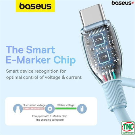 Cáp sạc nhanh Type-C to Type-C 100W dài 1.2m Baseus Pudding P10355702311-00 Galaxy Blue