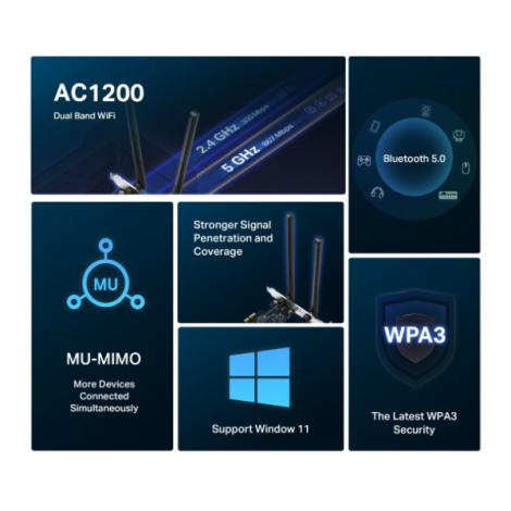 Card Mạng Wifi/Bluetooth Mercusys MA30E (1167 Mbps/ Wifi 6/ 2.4/5 GHz/ BT 5.0)