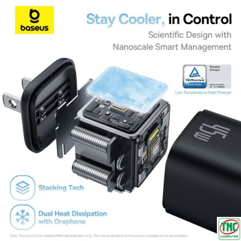 Cốc sạc nhanh 1 cổng Type-C OS-Baseus PicoGo GaN 1C 45W US Cosmic Black LVJ068-TC-UK