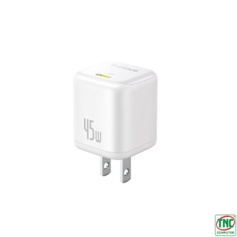 Cốc sạc nhanh 1 cổng Type C OS-Baseus PicoGo GaN 1C 45W US Moon White LVJ068-TC-UW