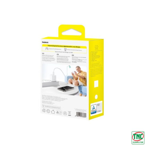 Cốc sạc nhanh 1 cổng Type C OS-Baseus PicoGo GaN 1C 45W US Moon White LVJ068-TC-UW