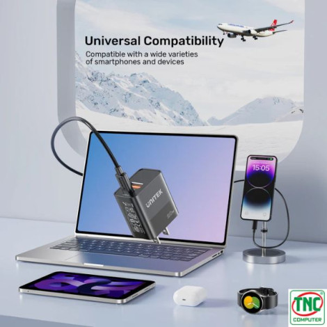Cốc sạc 2 cổng USB-C và USB-A UNITEK P1124ABK01-US