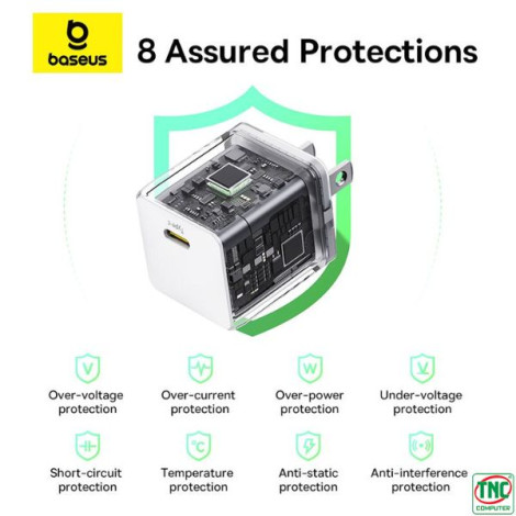 Cốc sạc Baseus Palm Fast Charger 1C 20W US Moon White P10111603213-00