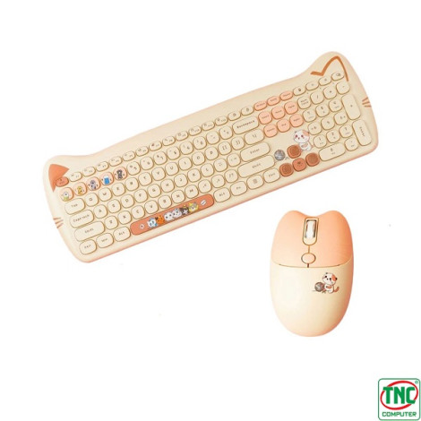 Combo Bàn phím và Chuột không dây GEEZER Cat Plus màu Beige (tặng kèm Miếng lót chuột)