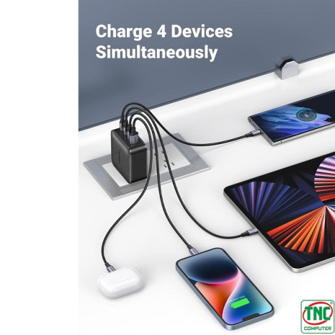Củ sạc nhanh 4 cổng, 3 USB-C và 1 USB Type-A 65W Ugreen 70773