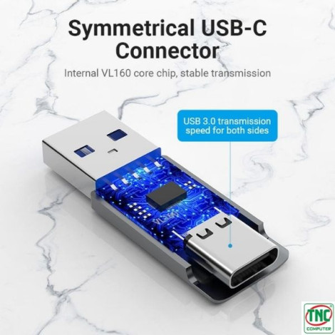 Đầu chuyển đổi USB 3.0 to Type-C VENTION CDP-H0 Gray