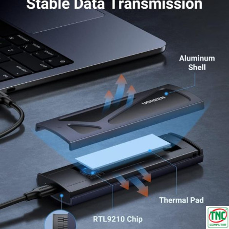 Hộp đựng ổ cứng SSD M.2 NVMe tốc độ 10Gbps Ugreen 15512, Hỗ trợ 8TB, UASP Trim cho M-Key và M&B Key 2230/2242/2260/2280