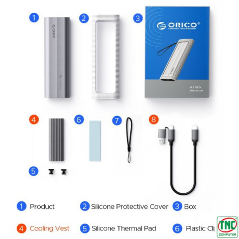 Hộp đựng ổ cứng SSD Type-C ORICO AXM2-G2-V1-GY-BP
