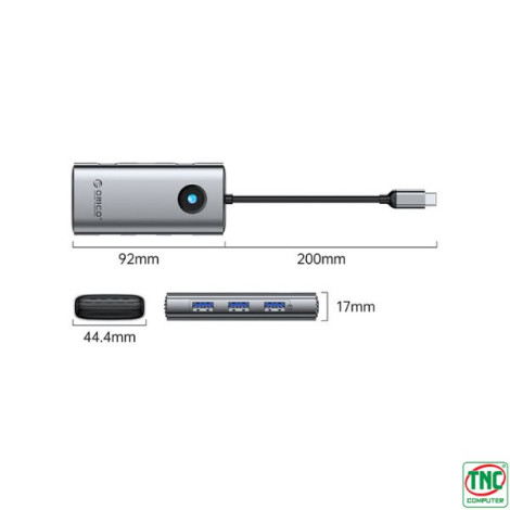 Bộ chuyển đổi đa năng 6 trong 1 cổng Type-C Orico PW11-6P-GY-EP