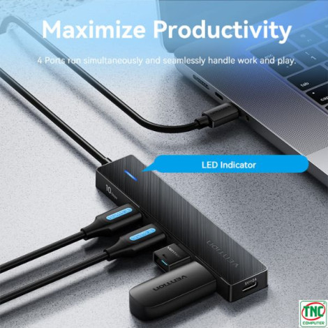 Hub đa năng USB-C to USB 3.2 Gen 2 Type-A x 4, USB-C 10Gbps CHJ-BB