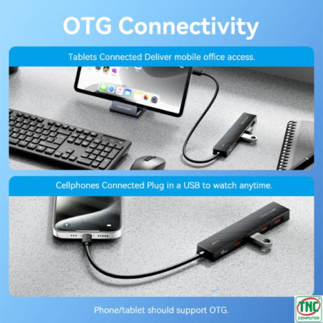 Hub đa năng USB-C to USB 3.2 Gen 2 Type-A x 4, USB-C 10Gbps CHJ-BB