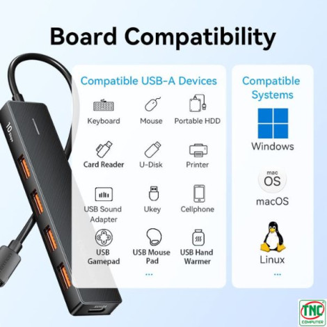 Hub đa năng USB-C to USB 3.2 Gen 2 Type-A x 4, USB-C 10Gbps CHJ-BB