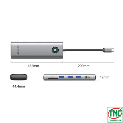 Hub USB Type-C đa năng 10 trong 1 Orico PW11-10P-GY