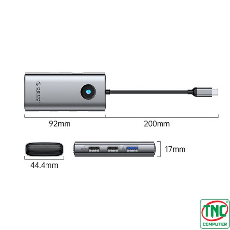 Hub USB Type-C đa năng 5 trong 1 Orico PW11-5P-GY