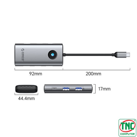 Hub USB Type-C đa năng 6 trong 1 Orico PW11-6PCR-GY