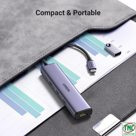 Hub USB Type-C sang 3 cổng USB 3.0 và LAN RJ45 Ugreen 60600